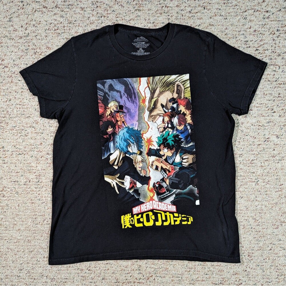 My Hero Academia T-Shirt Mens Size X-LARGE Black Anime Graphic Tee Funimation